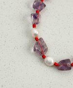 Intuitive Wisdom: Freeform Amethyst & Natural Pearl Red String Protection Bracelet