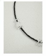 Protective Clarity: Faceted Black Tourmaline, Clear Quartz & Natural Pearl Long Necklace
