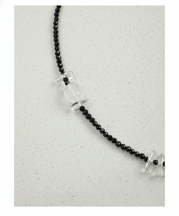 Protective Clarity: Faceted Black Tourmaline, Clear Quartz & Natural Pearl Long Necklace