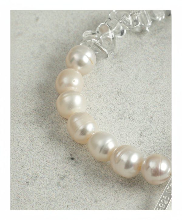 Ethereal Clarity: Green Quartz, Crushed Ice Crystal & Freshwater Pearl Healing Bracelet