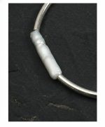 Moonlit Harmony: Natural Seed Pearl & S925 Silver Curved Tube Bracelet