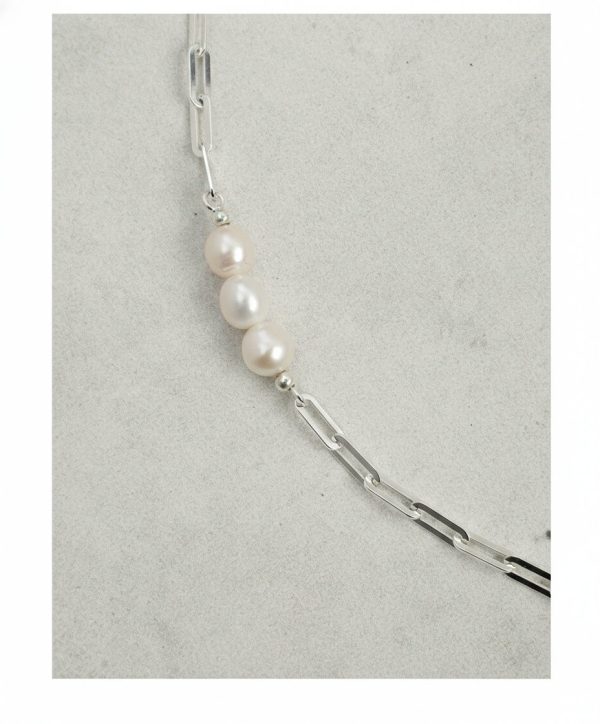 Luminous Flow: Freshwater Pearl & Sterling Silver Long Station Necklace