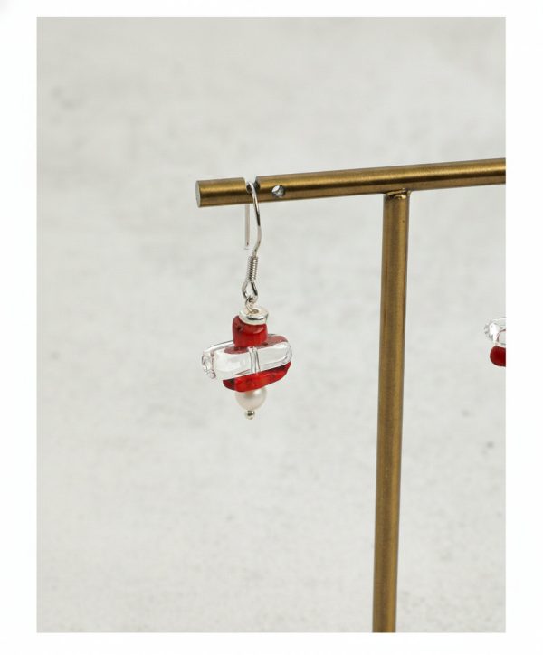 Rooted Vitality: Natural Red Agate, Clear Quartz & Pearl Healing Earrings