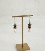 Earthly Zen: Rare Kynam Agarwood, Turquoise & Pearl Grounding Earrings