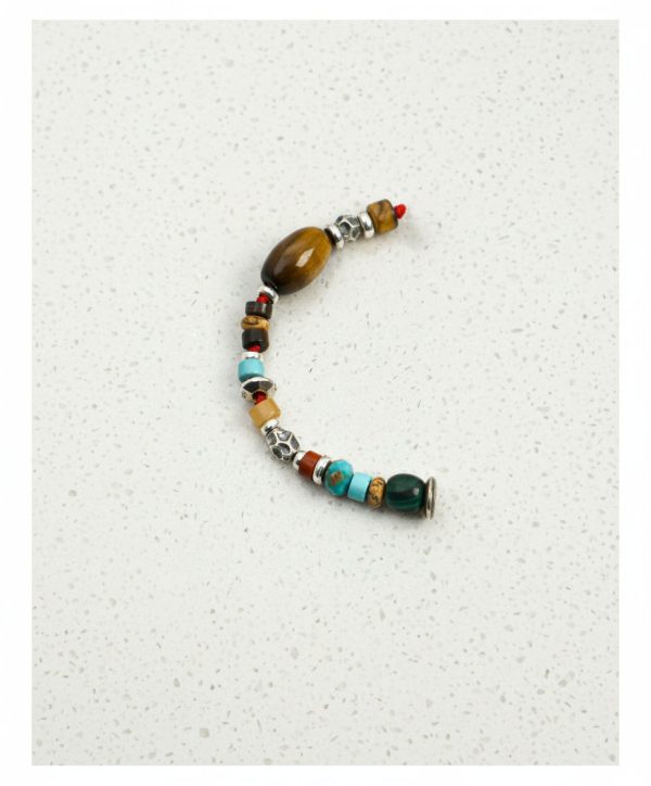 Earthbound Guardian: Yellow Tiger’s Eye, Turquoise & S925 Silver Adjustable Healing Bracelet