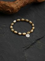 Grounded Radiance: Beige Trochus Shell & Golden Tiger Eye Protection Bracelet