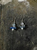 Oceanic Serenity: Aquamarine, Kyanite & Seed Pearl Healing Earrings