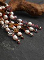 Grounded Fortune: Faceted Tiger's Eye & Natural Pearl Red String Bracelet