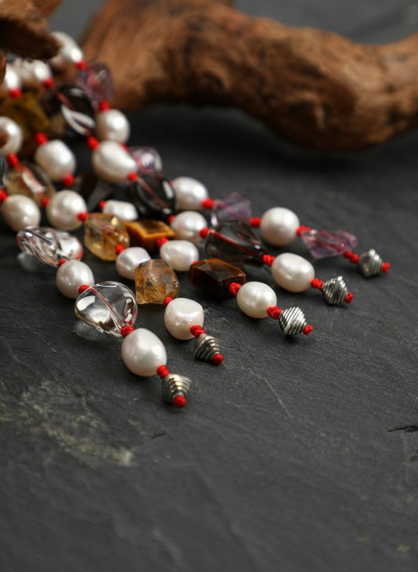 Grounding Grace: Smoky Quartz Drops & Natural Pearl Protection Bracelet