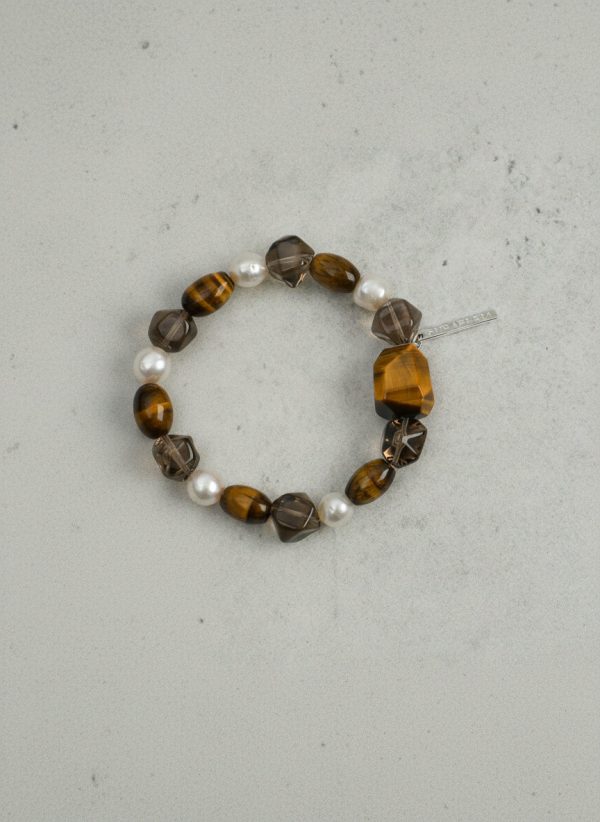 Grounded Radiance: Tiger’s Eye, Smoky Quartz & Pearl Protection Bracelet