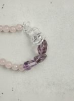 Divine Clarity & Love: Freeform Amethyst, Rose Quartz & Raw Crystal Healing Bracelet