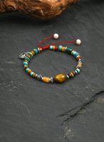 Earthbound Guardian: Yellow Tiger’s Eye, Turquoise & S925 Silver Adjustable Healing Bracelet