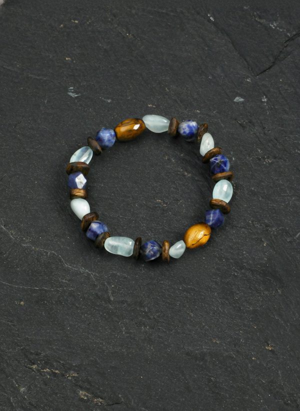 Tranquil Wisdom: Aquamarine, Sodalite & Premium Agarwood Energy Bracelet