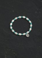 Oceanic Clarity: Lustrous Mother of Pearl & Turquoise Heishi Healing Bracelet