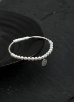 Moonlit Harmony: Natural Seed Pearl & S925 Silver Curved Tube Bracelet