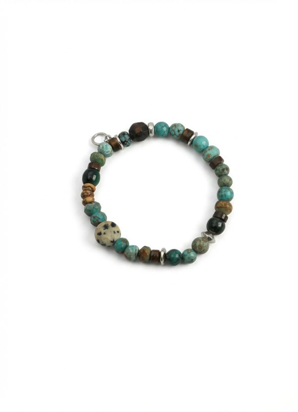 Earthbound Courage: Natural Turquoise, Tiger Eye & Thai Silver Protection Bracelet