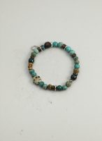 Earthbound Courage: Natural Turquoise, Tiger Eye & Thai Silver Protection Bracelet