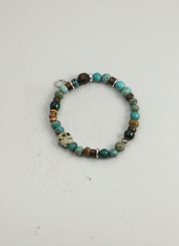 Earthbound Courage: Natural Turquoise, Tiger Eye & Thai Silver Protection Bracelet