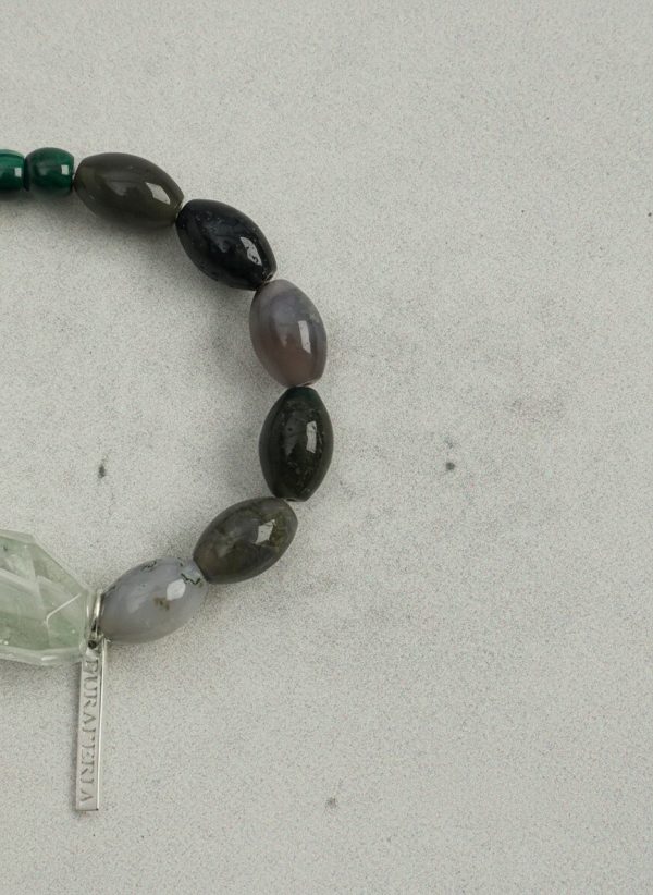 Verdant Awakening: Prasiolite, Malachite & Moss Agate Healing Bracelet