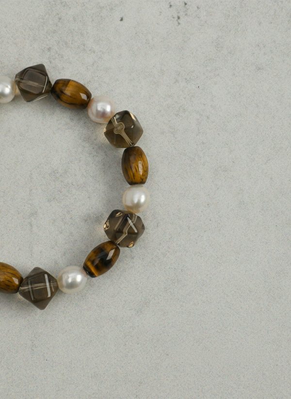 Grounded Radiance: Tiger’s Eye, Smoky Quartz & Pearl Protection Bracelet