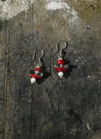 Rooted Vitality: Natural Red Agate, Clear Quartz & Pearl Healing Earrings