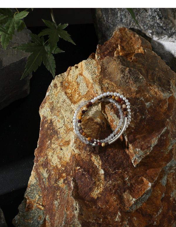 Grounded Intuition: Grey Moonstone, Mookaite Jasper & Freshwater Pearl Wrap Bracelet