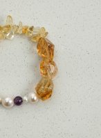 Radiant Prosperity: Brazilian Citrine, Amethyst & Baroque Pearl Healing Bracelet