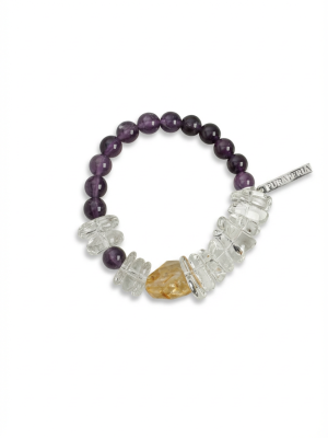 Radiant Prosperity: Brazilian Citrine, Amethyst & Clear Quartz Energy Bracelet
