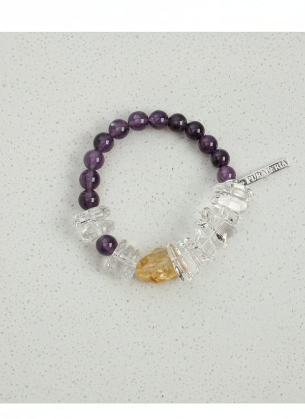 Radiant Prosperity: Brazilian Citrine, Amethyst & Clear Quartz Energy Bracelet