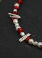 Oceanic Vitality: Natural Red Sea Bamboo & Multi-Shape Baroque Pearl Healing Necklace