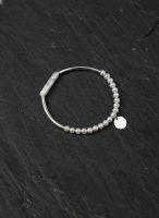 Moonlit Harmony: Natural Seed Pearl & S925 Silver Curved Tube Bracelet
