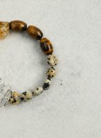 Radiant Prosperity: Brazilian Citrine, Tiger Eye & Dalmatian Jasper Healing Bracelet