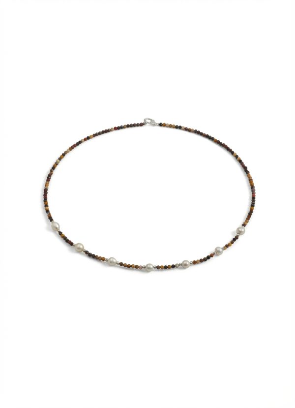 Grounded Radiance: Natural Yolk Stone & Freshwater Pearl Healing Necklace