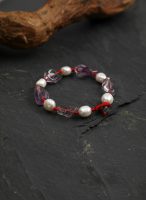 Intuitive Wisdom: Freeform Amethyst & Natural Pearl Red String Protection Bracelet