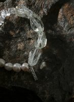 Ethereal Clarity: Green Quartz, Crushed Ice Crystal & Freshwater Pearl Healing Bracelet