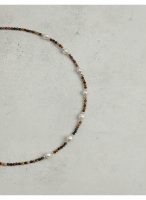 Grounded Radiance: Natural Yolk Stone & Freshwater Pearl Healing Necklace