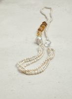 Luminous Prosperity: Brazilian Citrine, Baroque Pearl & Silver Opera Necklace