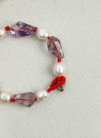 Intuitive Wisdom: Freeform Amethyst & Natural Pearl Red String Protection Bracelet