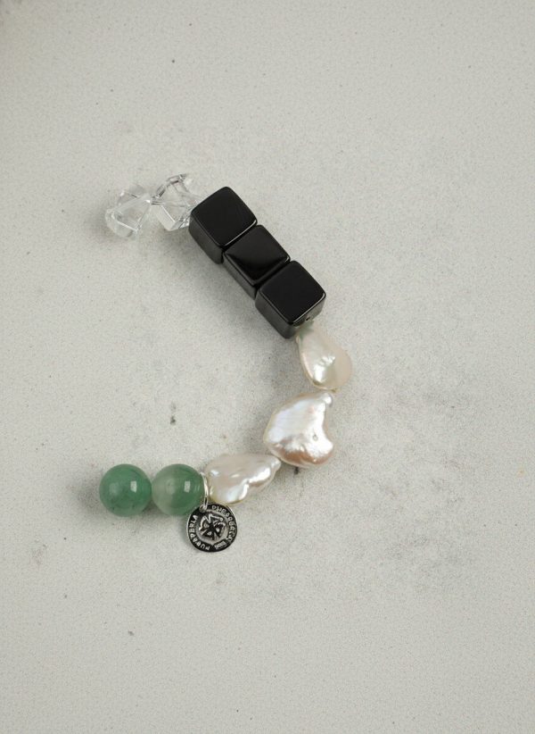 Grounding Harmony: Green Aventurine, Black Agate & Baroque Pearl Healing Bracelet