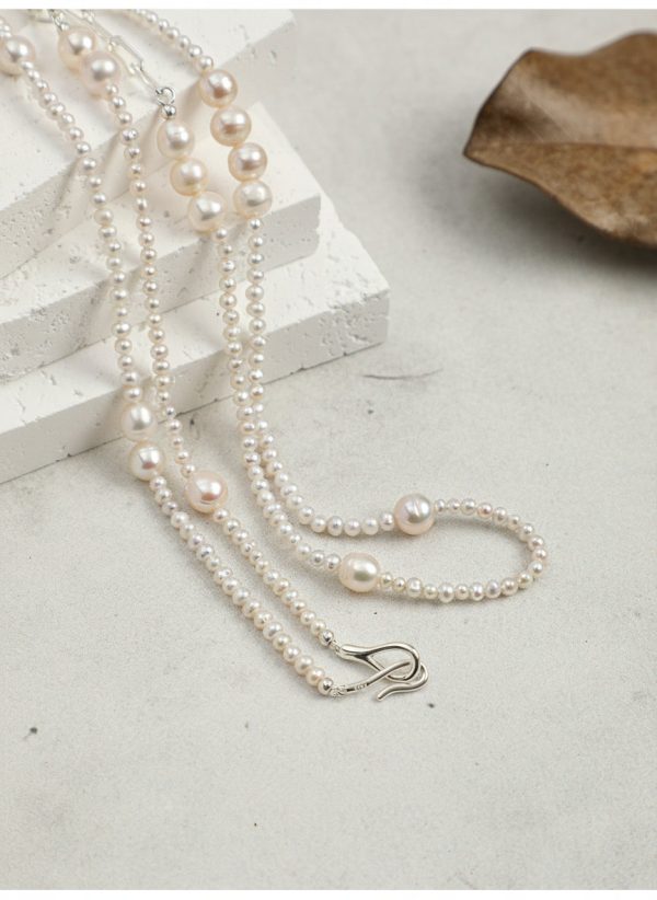Luminous Purity: Natural Freshwater Seed Pearl & S925 Silver Long Necklace