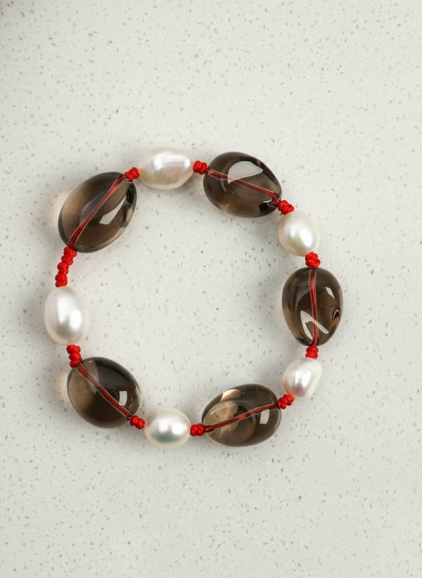 Grounding Grace: Smoky Quartz Drops & Natural Pearl Protection Bracelet