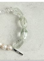 Ethereal Clarity: Green Quartz, Crushed Ice Crystal & Freshwater Pearl Healing Bracelet