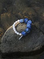 Starrybead Lapis Lazuli & Freshwater Pearl Bracelet - Confidence, Poweful,Stable