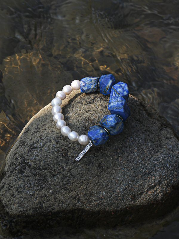 Starrybead Lapis Lazuli & Freshwater Pearl Bracelet - Confidence, Poweful,Stable