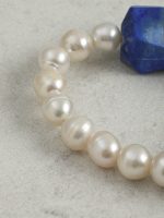 Starrybead Lapis Lazuli & Freshwater Pearl Bracelet - Confidence, Poweful,Stable