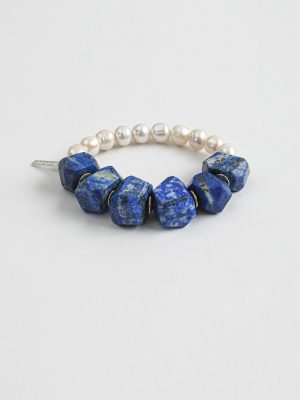 Starrybead Lapis Lazuli & Freshwater Pearl Bracelet - Confidence, Poweful,Stable