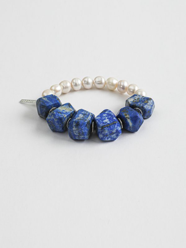 Starrybead Lapis Lazuli & Freshwater Pearl Bracelet - Confidence, Poweful,Stable
