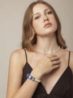 Starrybead Lapis Lazuli & Freshwater Pearl Bracelet - Confidence, Poweful,Stable