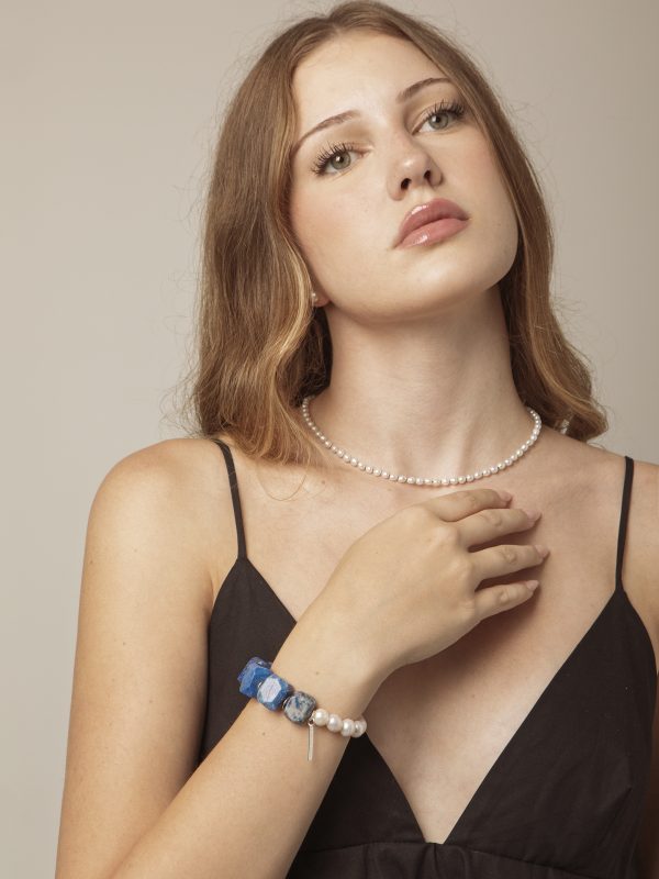 Starrybead Lapis Lazuli & Freshwater Pearl Bracelet - Confidence, Poweful,Stable