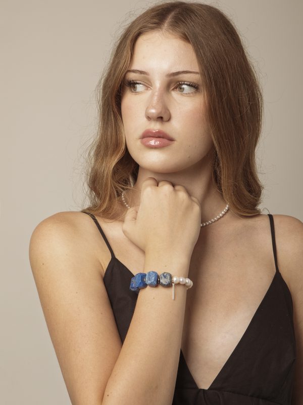 Starrybead Lapis Lazuli & Freshwater Pearl Bracelet - Confidence, Poweful,Stable